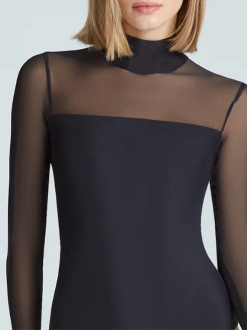 Commando Mesh Mock Neck Black Bodysuit